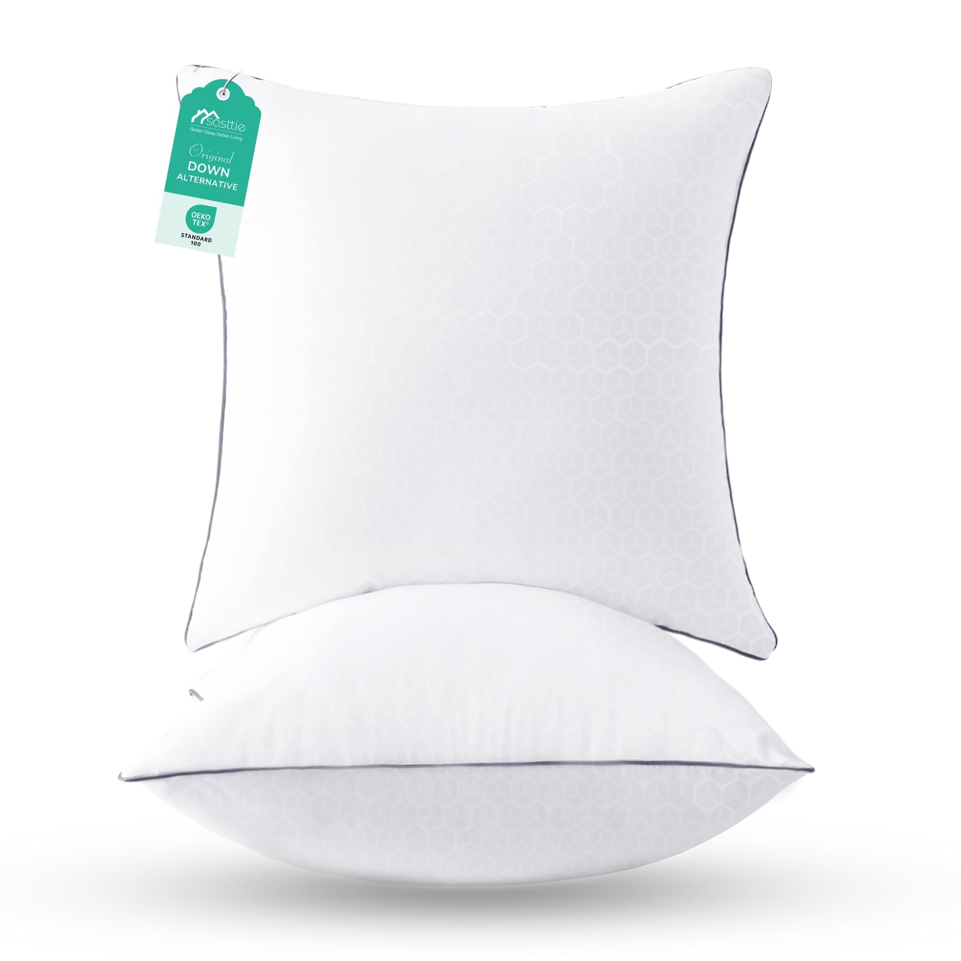 Photo 1 of (SINGLE) (BAGGED) Sasttie Euro Pillow Insert 26x26, European Pillows Set of 2 for Bed, Couch, and Sofa - Oeko-Tex Certified Down Alternative Filling, 2 Pack, 26x26 Inches