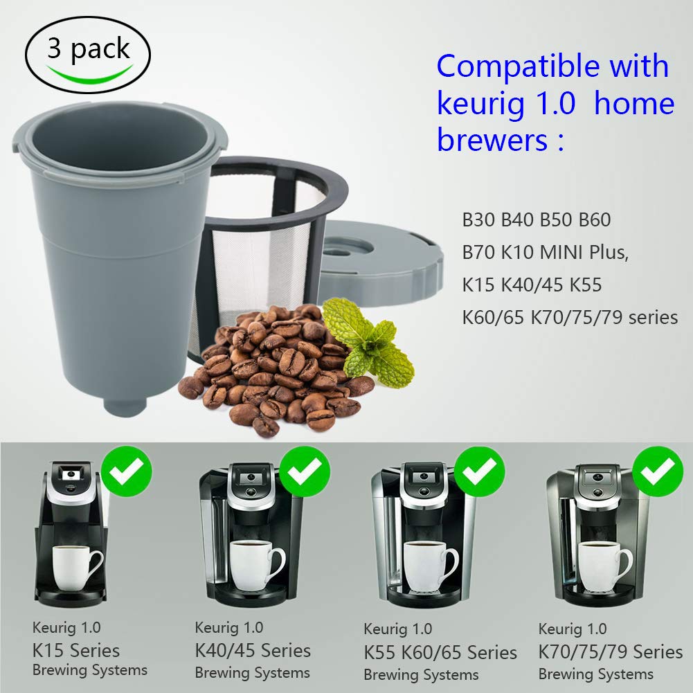 Reusable Filter,Coffee Filters Reusable K Cups Fit For B30 B40 B50 B60 B70 Series, Easy To Use Refillable Single Cup,Eco Friendly Stainless Steel Mesh Filter (Pack of 3)