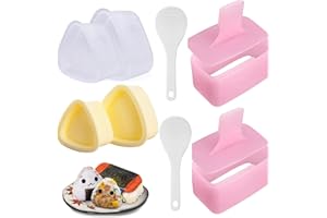AEIMIAIDE 8Pcs Triangle Rice Ball Mold, 4 x Triangle Onigiri Molds, 2 x Pink Musubi Maker Mold and 2 x Non Stick Rice Paddle,