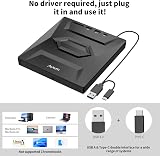 Alxum Type-C USB 3.0 External DVD Drive CD Burner Writer SD Card Reader Ports view 5