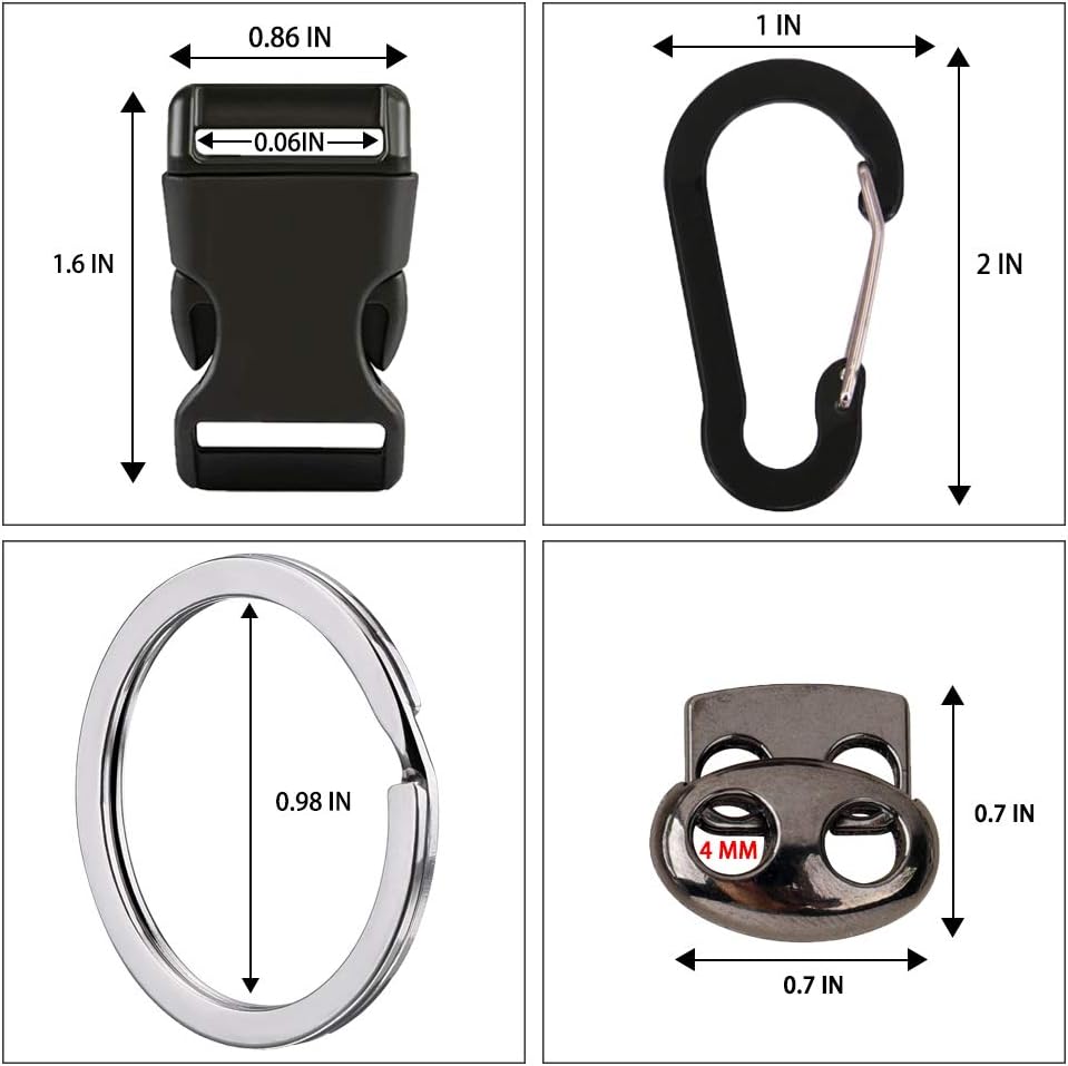 WEREWOLVES 550 Paracord - Survival Paracord Bracelet Crafting Kits Crafting Kits - Parachute Cord with Soft Tape Measure, Buckles, Carabiner, and Key Rings -Multicolor Rope Gift Box : Sports & Outdoors