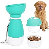 Dog Water Bottle with Food Container, Portable Dog Cat Puppy Pet Water Dispenser Feeder for for Pets Travel, Walking, Hiking and Outdoor Activities