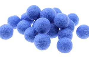 Zasy 30mm Needle Wool Felt Balls Foam Filled Wool Felt Pom Pom Home Decor DIY (Blue)