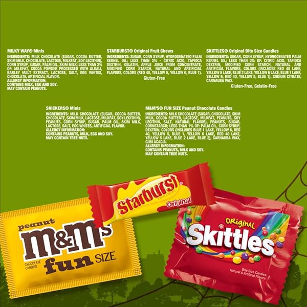 M&M’S, SNICKERS, SKITTLES, & STARBURST HALLOWEEN CANDY BULK CHOCOLATE AND FRUITY CANDIES FUN SIZE VARIETY PACK OF HALLOWEEN SNACKS, TREATS, AND PARTY FAVORS, 160 CT BAG