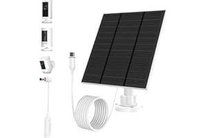 LMDTYN Solar Panels for Ring Camera Outdoor Wireless (New Generation) 5W 5V Solar Panel Charger with USB-C&Plug for Spotlight Cam Plus&Stick Up Cam Pro.Waterproof IP65 360°Adjustable 2M Cable (White, 1)