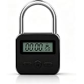 Enajucy Metal Timer Lock - Electronic Time Padlock with LCD Display - USB Rechargeable (Black)