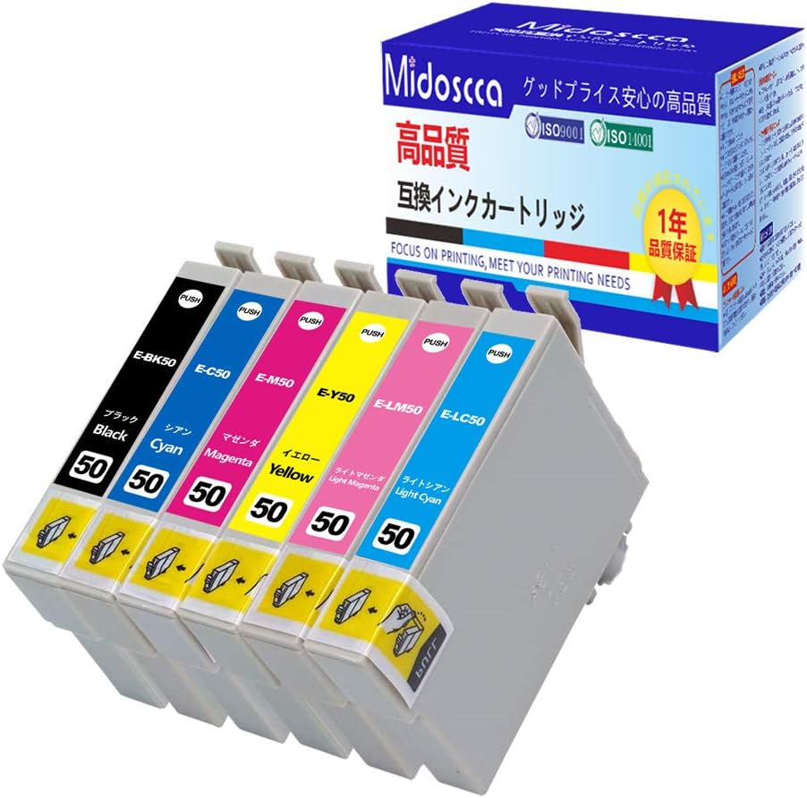 Amazon エプソンepson Ic6cl50 互換インクカートリッジ Ic50 1bk 1c 1m 1y 1lc 1lm 6色セット 残量表示可能 1年品質保障 大容量 Icbk50 Icc50 Icm50 Icy50 Iclc50 Iclm50 Midoscca インクカートリッジ 通販