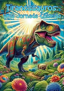 Livro Tiranossauros: Uma Jornada Colorida: Aventuras Pré-Históricas para Colorir
