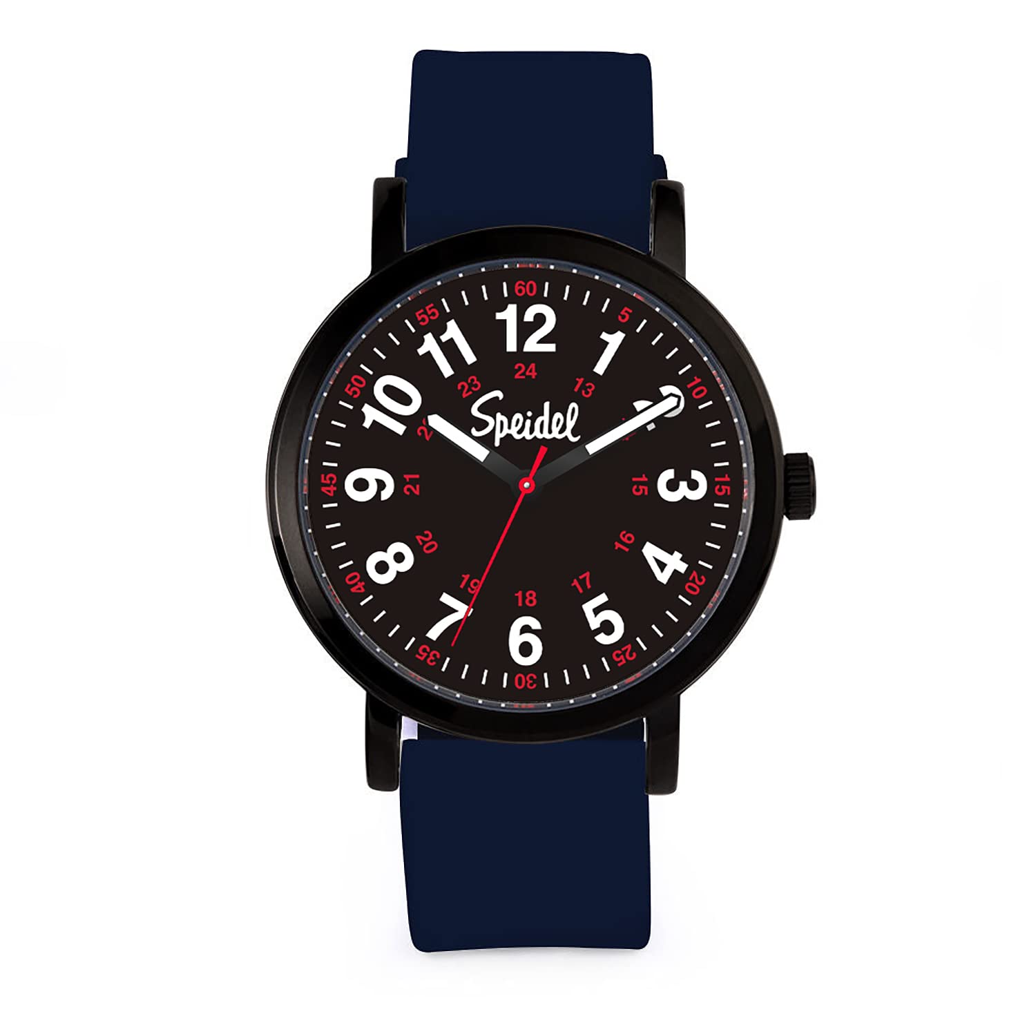 Speidel Original Scrub Watch™ for Nurses, Medical Professionals, Students - Easy Read Dial, Military Time, Navy w/Black Dial