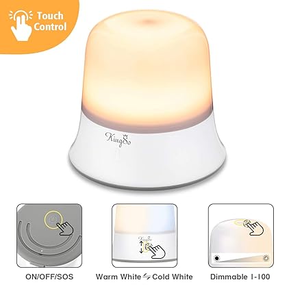 KINGSO led Nachttischlampe Touch Dimmbar Warmweiß/Weiß led Tischlampe USB aufladbar kabellos Kinderlampe Berührungssensor 240