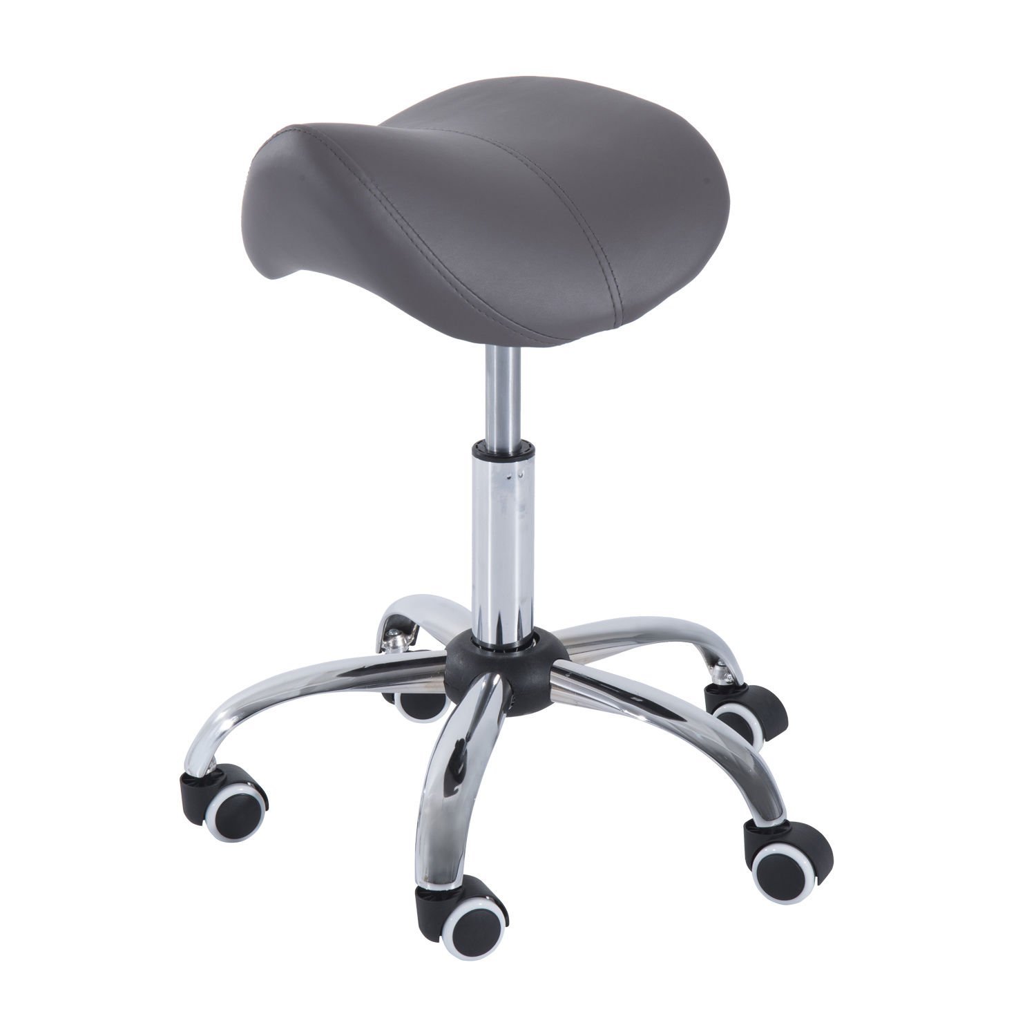 HomCom Hydraulic Adjustable Rolling Massage Salon Spa Stool Saddle Chair - Dark Grey: Beauty