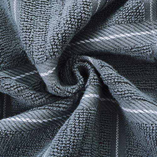 Anyi Kitchen Dish Towels Heavy Duty Absorbent Dish Clothes with Hanging Loop 100% Cotton Tea Bar Towels (16x26, Set of 3, Grey) - Thumbnail 3