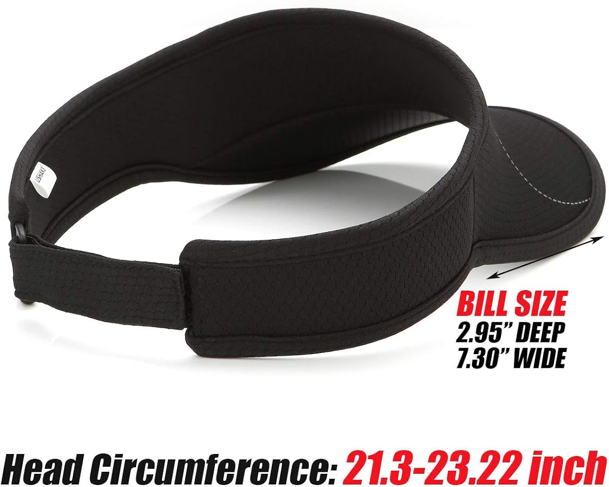 USHAKE Sports Visor for Man or Woman in Golf Running Jogging with Black/White/Rose Red Colors (Black) : Clothing
