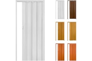 3T GROUP Multifold Accordion Door Interior,Retractable PVC Sliding Bifold Doors,Accordion Folding Door for Doorway,Home White 36inx80in (White,36in*80in)