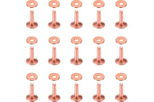 Swpeet 50Pcs 10×3.3×12mm Copper Rivet and Burrs Assortment Kit, DIY Leather Kit for Belts Wallets Collars Leather Products Cr