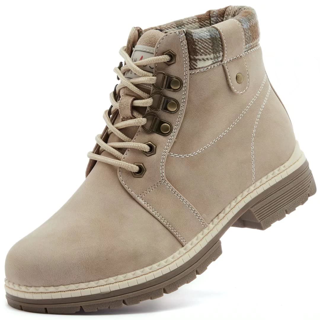 Photo 1 of ANJOUFEMME Work Hiking Boots For Women Waterproof - Womens Outdoor Ankle Boots Lightweigh, Snow Winter Boots For Trekking Camping Cycling FNW18-BEIGE-G-8.5