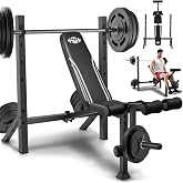 ANCHEER Weight Bench Set for Home Gym, 900LBS Adjustable Bench Press | ASTM-Certified, Foldable Flat Incline Decline, Workout Bench with Squat Rack, Leg Extension &amp; Curl for Full Body Training