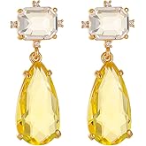 Crystal Earrings CXUEMH Teardrop Earrings for Women Blue and Green Dangle Earrings Elegant Earrings for Prom Emerald Green Earrings Formal Jewelry Crystal Drop Earrings