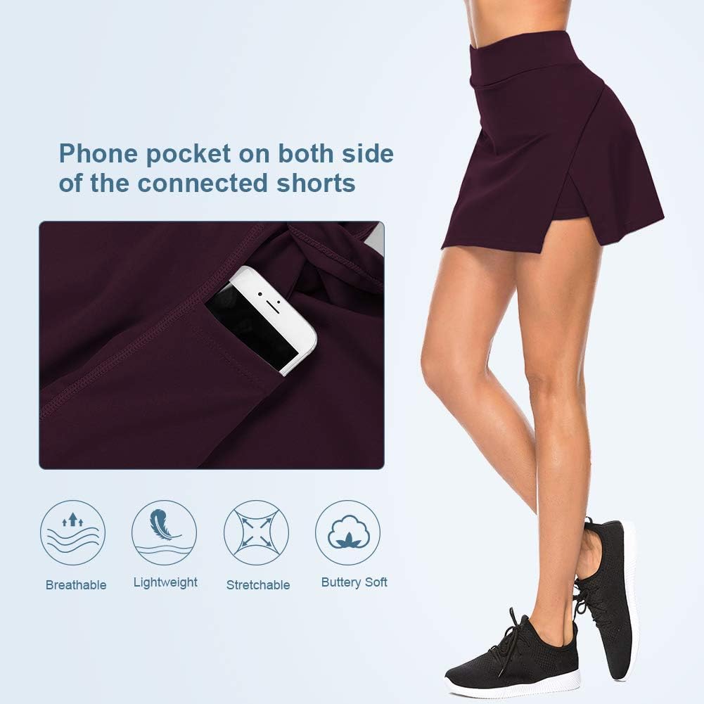 JOYMODE Women's Athletic Skort with Pockets Running Tennis Golf Workout Skirt: Clothing