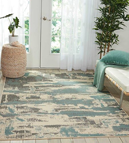 Barclay Butera BBL21 LIDO Area Rug, 5'3" x 7'5", Cream/Aqua