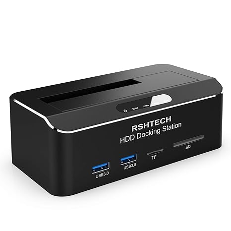 RSHTECH USB 3.0 Festplatte Dockingstation für 2.5 oder 3.5 Zoll SATA HDD SSD mit SD TF Kartenleser Unterstützung UASP und 10 