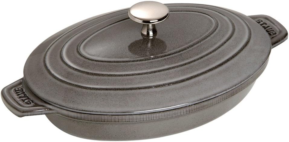 Staub Oval Hot Plate w/Lid, Graphite Grey, 1 qt. - Graphite Grey