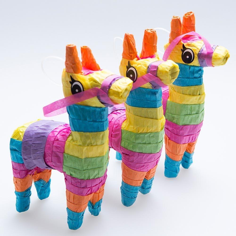 Rhode Island Novelty 4 Inch x 7 Inch Mini Donkey Pinatas Set of 3