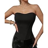 Lingt Chic Women's Strapless Corset Top Fishbone Boning Padded Bust Bustier with Adjustable Zipper Body Shaping Tube Top