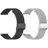 Xininyia 2-Pack Compatible for Tozo S8 Smart Watch Bands Stainless Steel Metal Mesh Watch Bands Wristband Replacement Straps