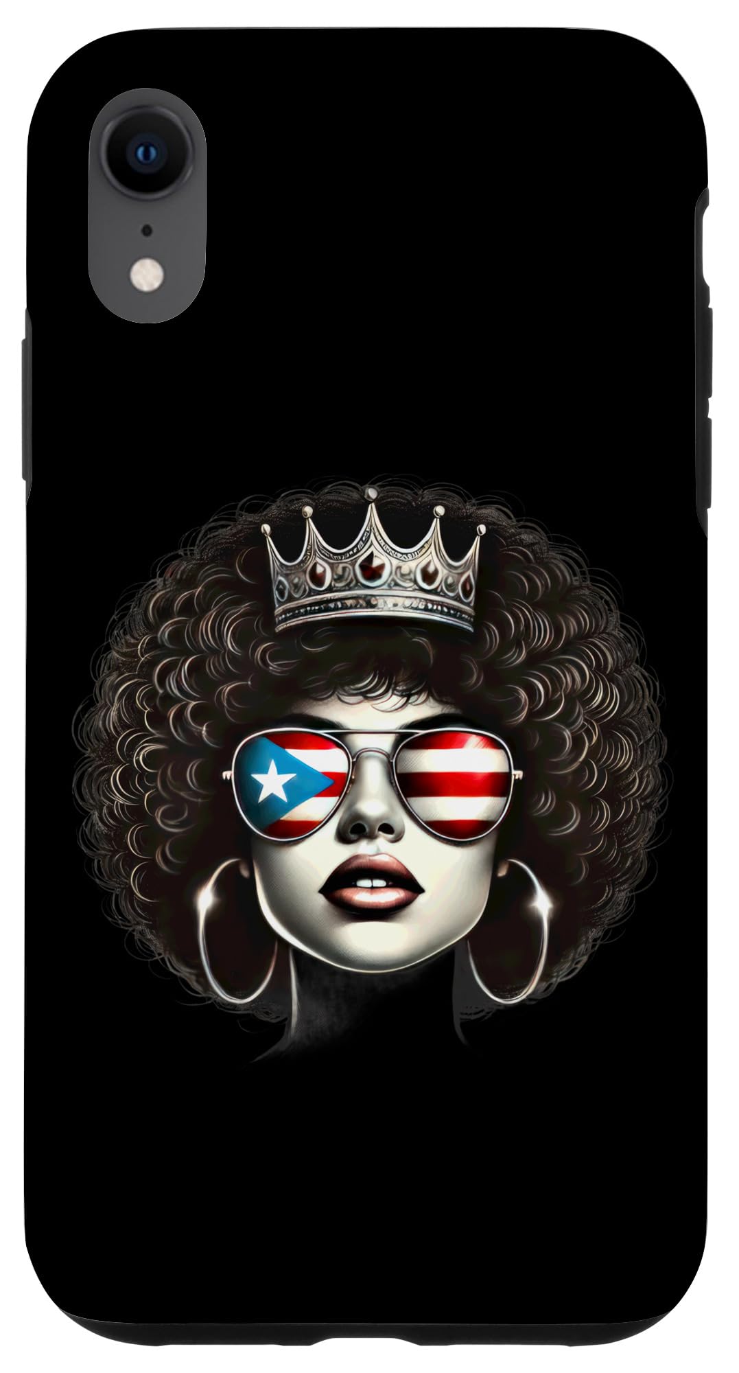 iPhone XR Afro Boricua Queen Puerto Rican Flag Crown Sunglasses Cute Case