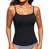 Talisea Women's Tankini Top Only Tummy Control Bathing Suits Top U Neck Swimwear Tops No Bottom