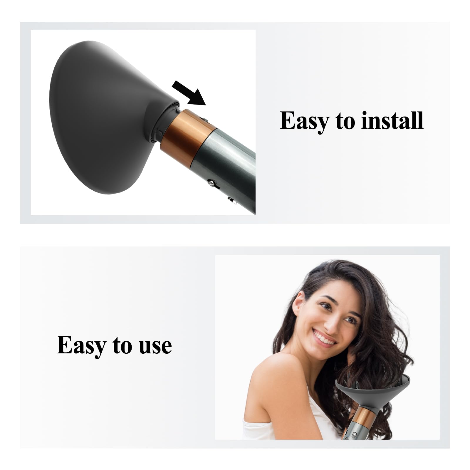 Large Diffuser Attachment Compatible with Dyson Airwrap, Upgraded Bigger Diffuser Nozzle to Dryer Faster and Define Curls Hair, Grey