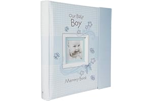 Christian Art Gifts Boy Baby Book of Memories Blue Keepsake Photo Album Our Baby Boy Memory Book Baby Book with Bible Verses, The First Year