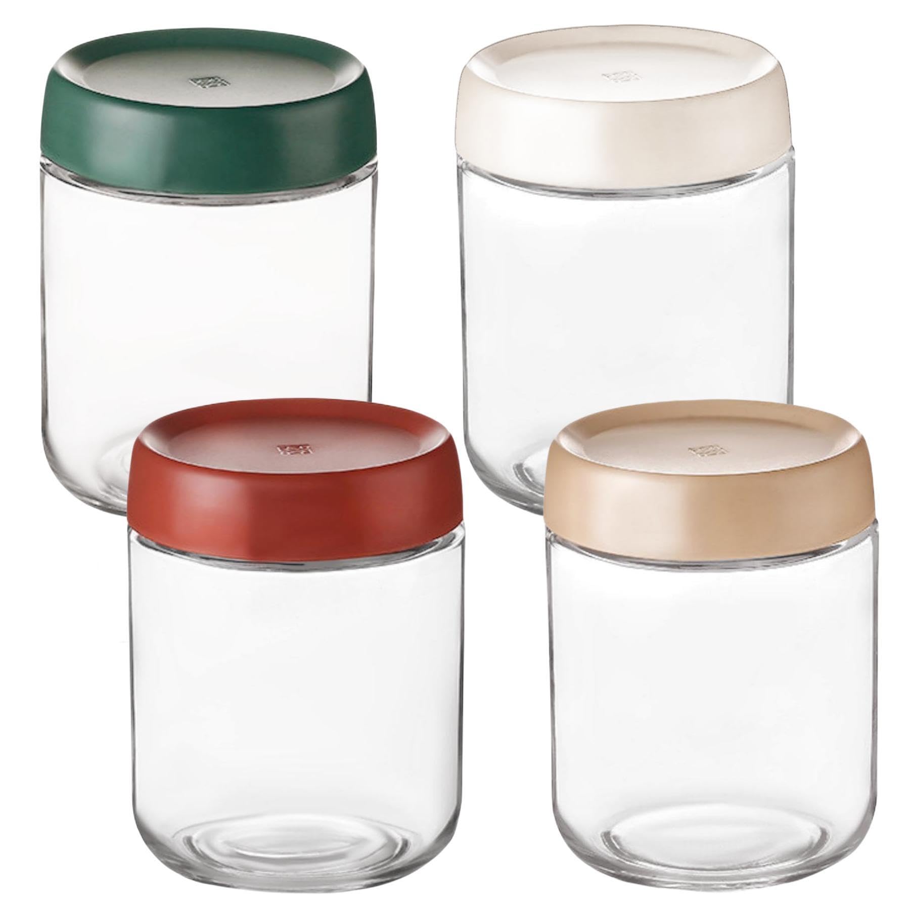 Eidoct 4-Pack 15.8oz Glass Jar with Screw Lid Leakproof Overnight Oats Container, Yogurt Jars, Oatmeal Salad Jars, for Cereals Milk Fruit Condiment Dressing Sauce Snacks Juice (4-Pack 450ml)