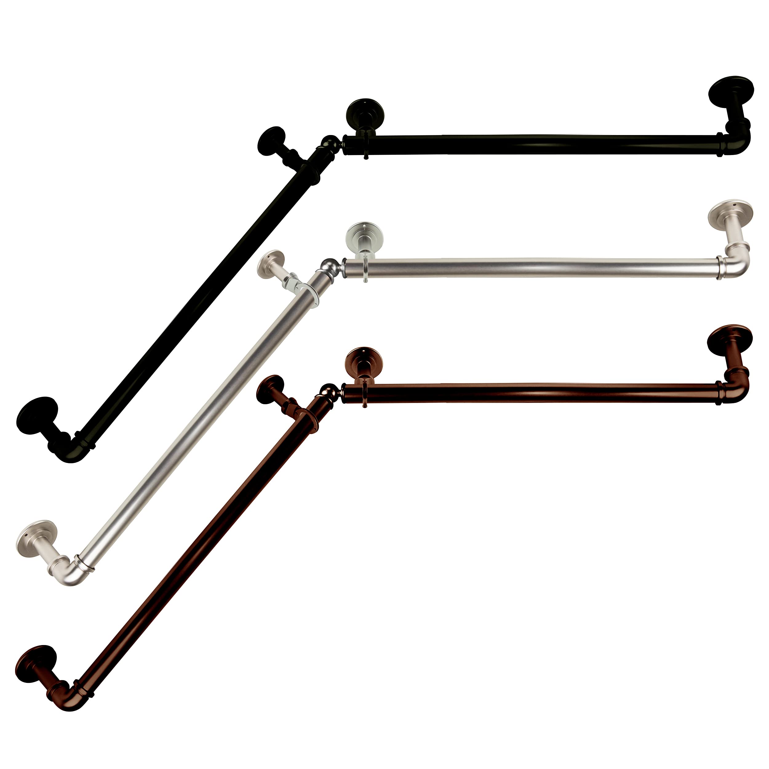 Photo 1 of 1 inch Blackout Corner Curtain Rod 48-84 inch - Black