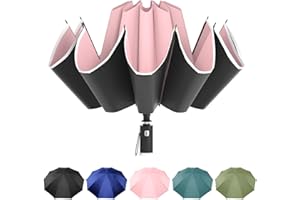OXRQ Inverted Umbrella,Windproof Compact Umbrella for Rain & Sun,Reverse Umbrella with Reflective Stripe,UV Protection Travel Folding Umbrella with Cover Bag Auto Open Close