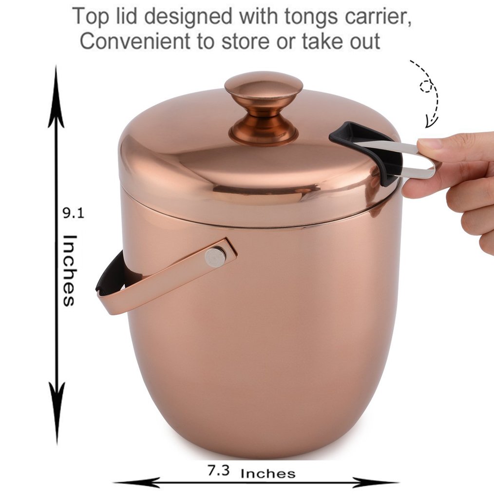 Ice Bucket, Stainless Steel Double Wall and Insulated Ice Buckets with