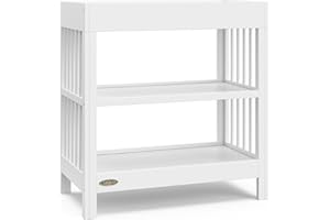 Graco Teddi Changing Table with Water-Resistant Changing Pad (White) - GREENGUARD Gold Certified, 2 Open Shelves, Includes Bo