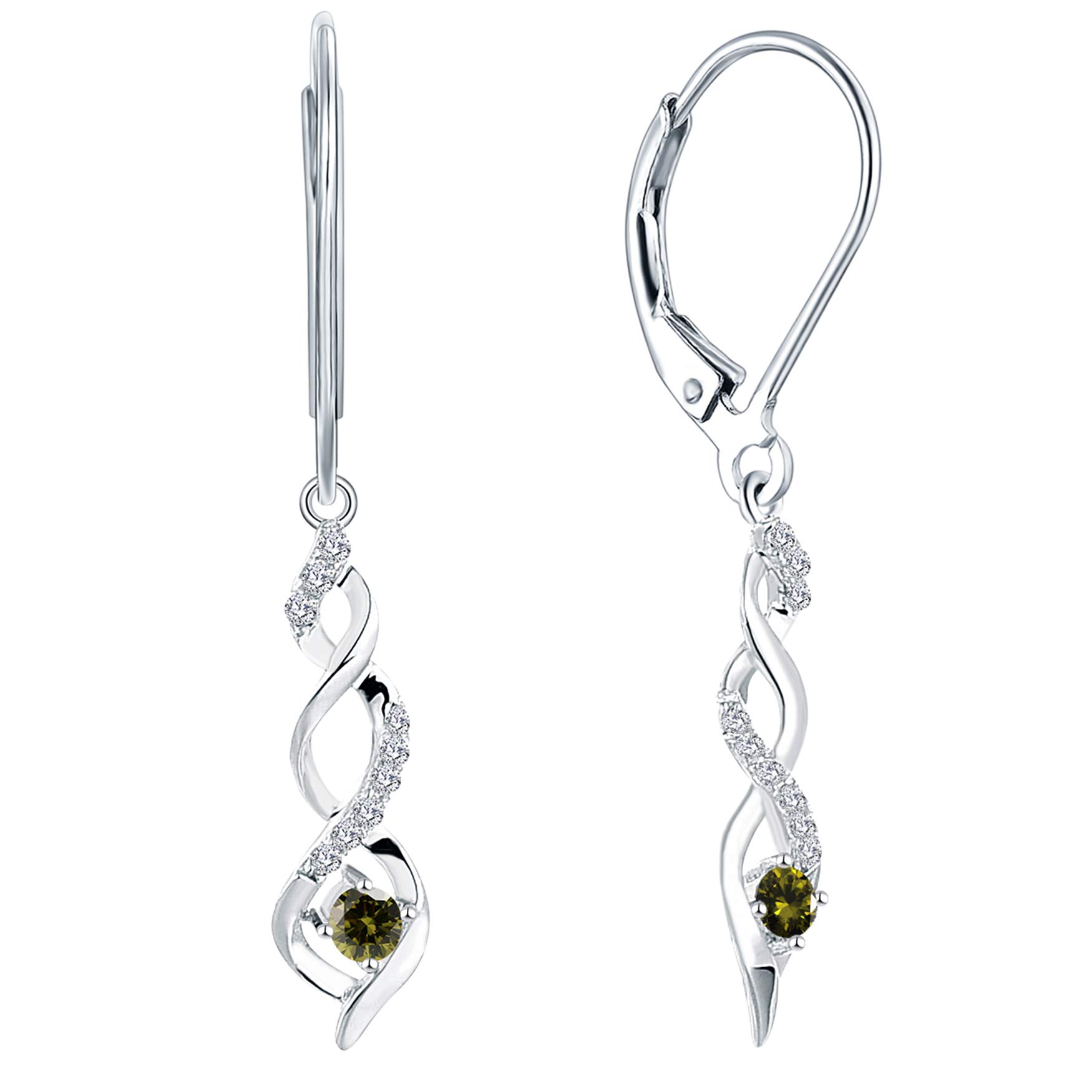 JO WISDOM 925 Sterling Silver Infinity Dangle Drop Earrings 3A Cubic Zirconia August Birthstone Peridot Color Jewellery for Women — image 1