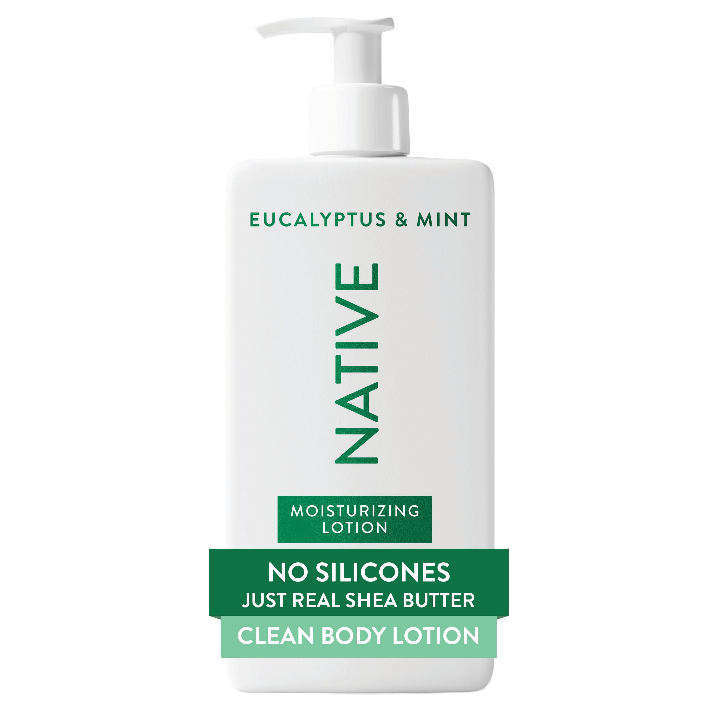 Photo 1 of Native Body Lotion, Eucalyptus & Mint, 48-Hour Hydration for Dry & Sensitive Skin, Made with Plant-Based Moisturizers like Shea Butter, Silicone & Paraben Free, 16.5 fl oz