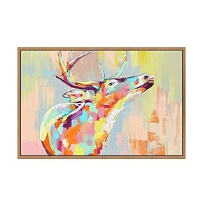 signwin Framed Canvas Wall Art Colorful Cow Canvas...