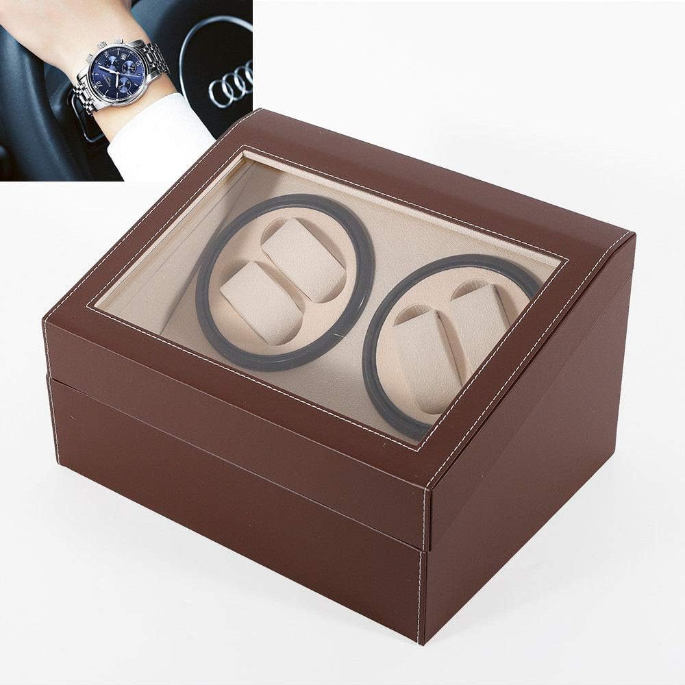 SHZICMY Automatic Watch Winder Display Box, 4+6 Leather Rotating Display Box Luxury Storage Case (USA Stock) (Brown): Home & Kitchen