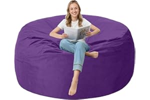 lilanoon 3FT Bean Bag Chair with Ultra Soft Velvet Cover Bean Bag Sofa with Memory Foam Bean Bag Chairs with Large Size Lazy Sofa for Dorm Office Living Room Bedroom Purple 3'
