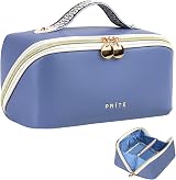 Prite Large Capacity Makeup Bag Portable Travel Case Blue M
