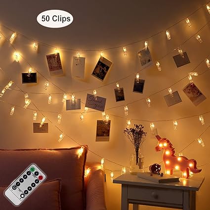 LED Fotolichterkette OASMU LED Foto Clips Lichterketten Fotolichterkette mit 50 Clips, 5 Meter Photoclips Lichterketten