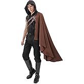 FURPHI Medieval Half Shoulder Cape with Belt Steampunk Shawl for Men LARP Halloween Warrior Costume Accessories