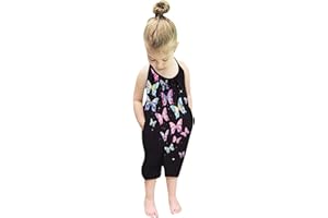 Lindanina Baby Backless Strap Slouch Jumpsuit for Toddler Girls Cute Harem Halter Romper Pants with Pockets