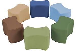 Factory Direct Partners 10442-ET SoftScape 10" Butterfly Modular Soft Foam Stool Set for Toddlers and Preschoolers Ages 2-4, Lightweight Flexible Seating Option for Home (6-Piece Set) - Earthtone