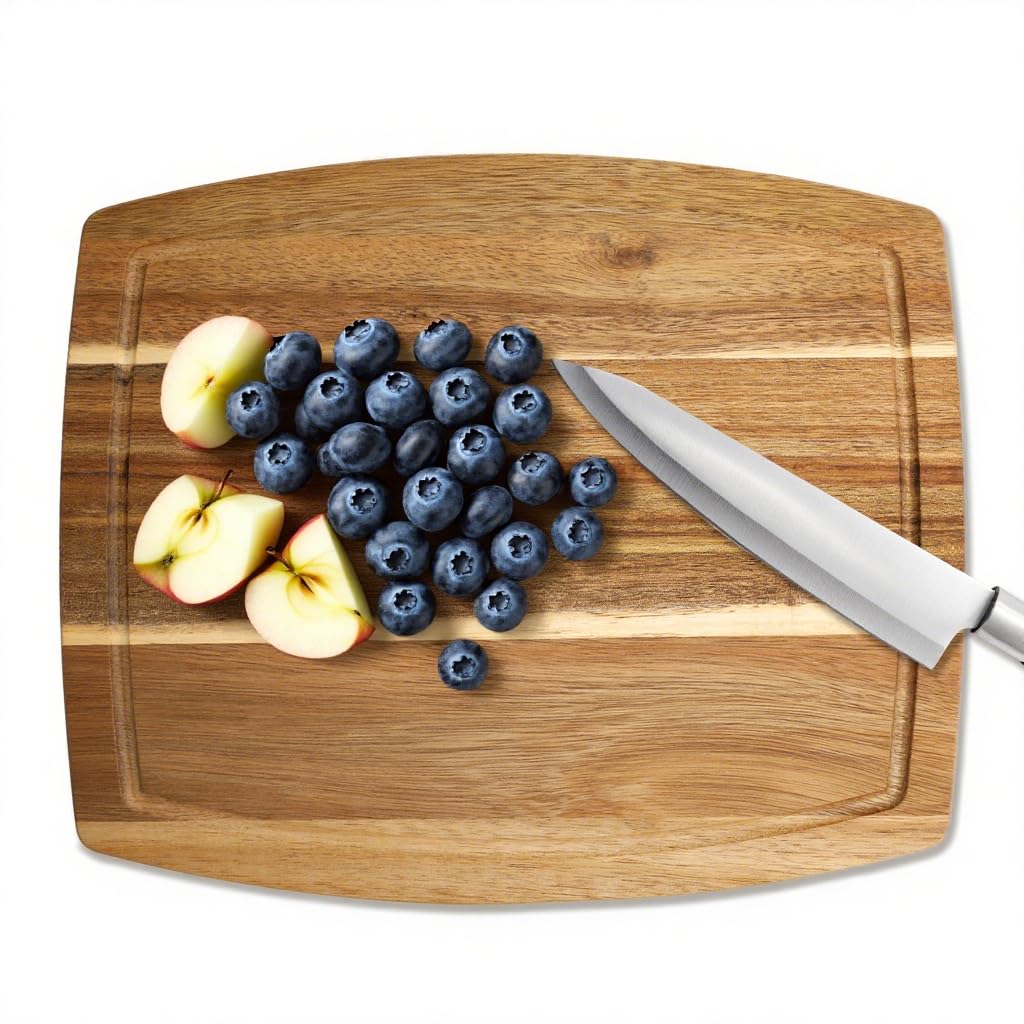 Photo 1 of MTOPHLS Acacia Wood Small Cutting Board for Kitchen, 12 x 10 Inch Thick Wooden Chopping Board Serving Boards with Deep Juice Grooves for Meat, Cheese, Vegetables, Bread, and Charcuterie