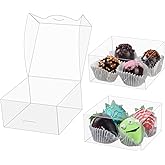 100pcs 4x4x2 Inch Clear Pastry Gift Boxes - Bakery, Cookie, Soap, Donut, Chocolate Covered Strawberries, Truffle, Brownie Cak
